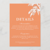Elegante Tropical Palm Tree Wedding Details Begleitkarte (Vorderseite)