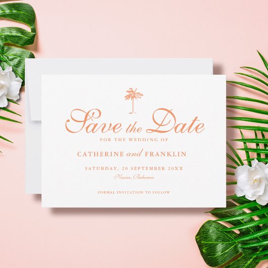 Elegante Tropical Palm Tree Wedding Save The Date
