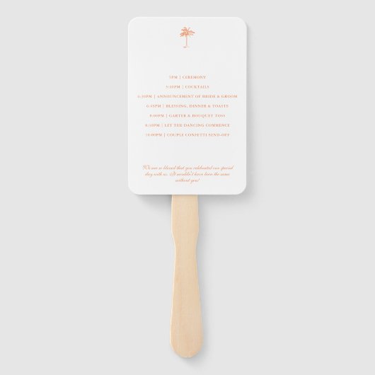 Elegante Tropical Palm Tree Wedding Timeline Fächer (Rückseite)