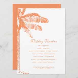 Elegante Tropical Palm Tree Wedding Timeline Programm