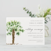 Elegante Tropical Palm Watercolor Hochzeit einlade Dankeskarte (Stehend Vorderseite)