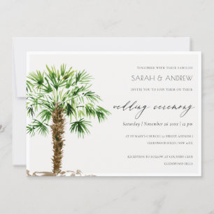 Elegante Tropical Palm Watercolor Hochzeit einlade Dankeskarte