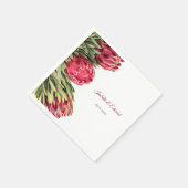 Elegante Tropical Pink Protea Blumenzwiebeln Serviette (Ecke)