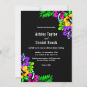 Elegante Tropical Rustic Boho Black Floral Wedding Einladung (Vorderseite)