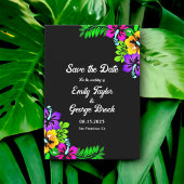 Elegante Tropical Rustic Boho Black Floral Wedding Save The Date