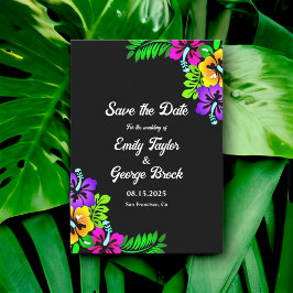 Elegante Tropical Rustic Boho Black Floral Wedding Save The Date