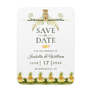 Elegante Tropical Save the Date Summer Wedding Magnet