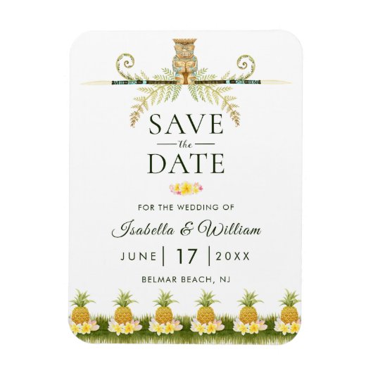 Elegante Tropical Save the Date Summer Wedding Magnet (Vertikal)