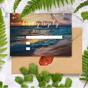 Elegante Tropical Summer Beach Wedding RSVP Card Einladung