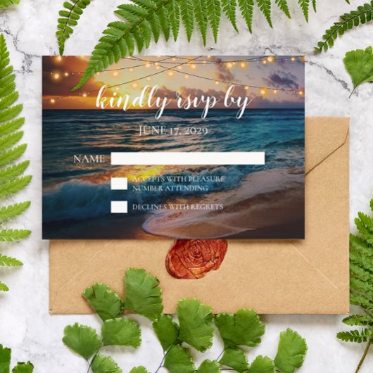 Elegante Tropical Summer Beach Wedding RSVP Card Einladung