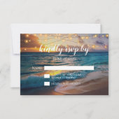 Elegante Tropical Summer Beach Wedding RSVP Card Einladung (Vorderseite)