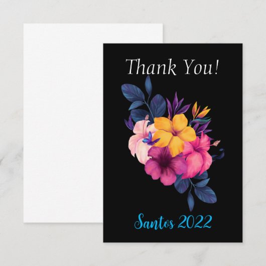 Elegante Tropical Theme Wedding Dankeschön Karten (Vorne/Hinten)