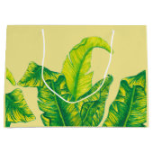 Elegante Tropical Tropicana Gold Blätter & Gelb Große Geschenktüte (Vorderseite)
