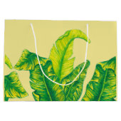 Elegante Tropical Tropicana Gold Blätter & Gelb Große Geschenktüte (Rückseite)