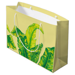 Elegante Tropical Tropicana Gold Blätter & Gelb Große Geschenktüte