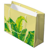 Elegante Tropical Tropicana Gold Blätter & Gelb Große Geschenktüte (Vorderseite Schrägansicht)