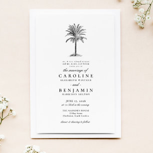 Elegante Tropical Vintag Palm Tree Wedding Einladung