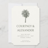 Elegante Tropical Vintag Palm Wedding Save The Date (Vorderseite)