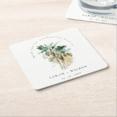 Elegante Tropical Watercolor Palmen Hochzeiten Rechteckiger Pappuntersetzer (angewinkelt)