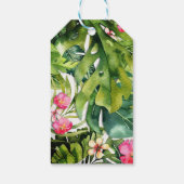 Elegante Tropics Green Blätter Floral Wasserfarbe Geschenkanhänger (Rückseite)