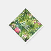 Elegante Tropics Green Blätter Floral Wasserfarbe Serviette (Ecke)