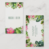 Elegante Tropics Green Blätter Floral Wasserfarbe Visitenkarte (Vorne/Hinten)