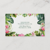 Elegante Tropics Green Blätter Floral Wasserfarbe Visitenkarte (Rückseite)