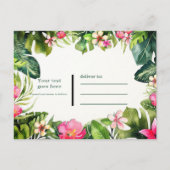 Elegante Tropics Green Blätter Save the Date flora Ankündigungspostkarte (Rückseite)