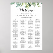 Elegante tropische, alphabetische Sitzkarte Poster (Vorne)