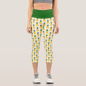 Elegante tropische Ananas Gelb und Grün Capri Leggings (Vorderseite)