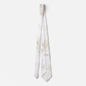 Elegante tropische Blätter goldene Striche Design Krawatte (Rückseite)