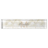 Elegante tropische Blätter goldene Striche Design Namensplakette (Vorderseite)