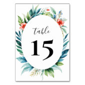 Elegante tropische Blätter Grüne Minimalistisch Tischnummer (Rückseite)