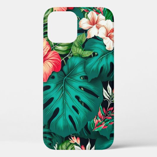 Elegante tropische Blätter und Hibiskus-Blume | Case-Mate iPhone Hülle (Rückseite)
