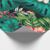 Elegante tropische Blätter und Hibiskus-Blume | Geschenkpapier (Ecke)