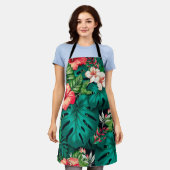 Elegante tropische Blätter und Hibiskus-Blume | Schürze (Getragen)