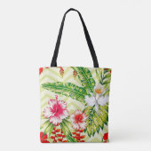 Elegante tropische Blätter und Hibiskus-Blume | Tasche (Rückseite)