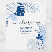 Elegante tropische Blätter Weinetikett (Einzelnes Label)