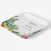 Elegante Tropische Blume Hochzeit Pappteller (Gewinkelt)