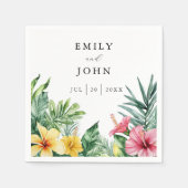 Elegante Tropische Blume Hochzeit Serviette (Vorderseite)