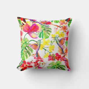 Elegante tropische Blume Orchid und Vögel Kissen