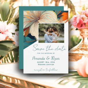 Elegante tropische Blumen Botanische Foto Hochzeit Save The Date