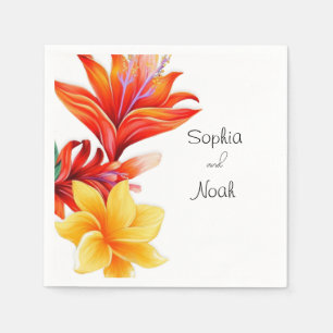 Elegante tropische Blumen Serviette
