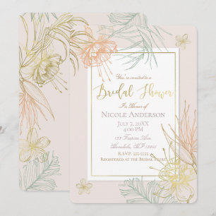 Elegante tropische botanische Blumen-Brautparty Einladung