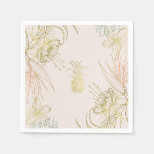 Elegante tropische botanische Blumen Gold Blush Serviette