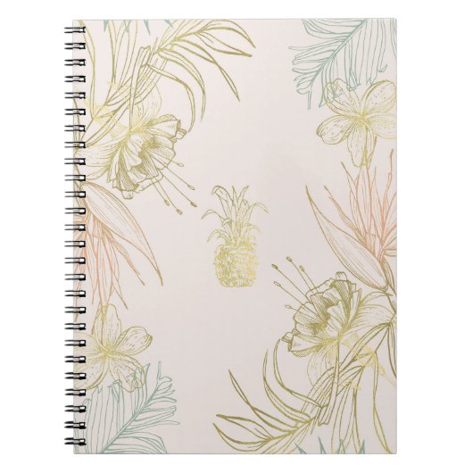 Elegante tropische botanische Blumenblätter Gold Notizblock (Vorderseite)
