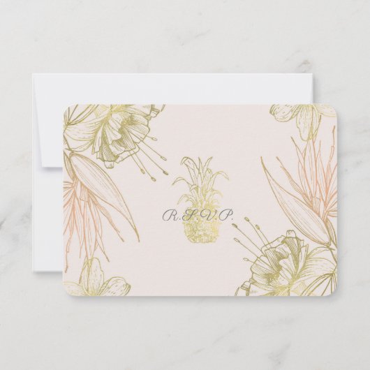 Elegante tropische Botanische Blumenhochzeit RSVP (Rückseite)