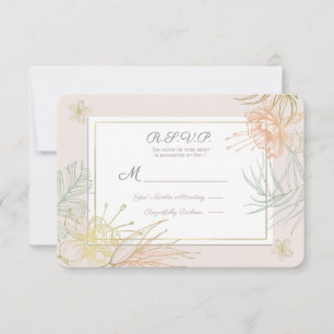 Elegante tropische Botanische Blumenhochzeit RSVP