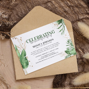 Elegante tropische botanische Grünpflanzen & Gold Einladung