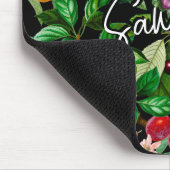 Elegante tropische Früchte schwarzes Muster, Monog Mousepad (Ecke)